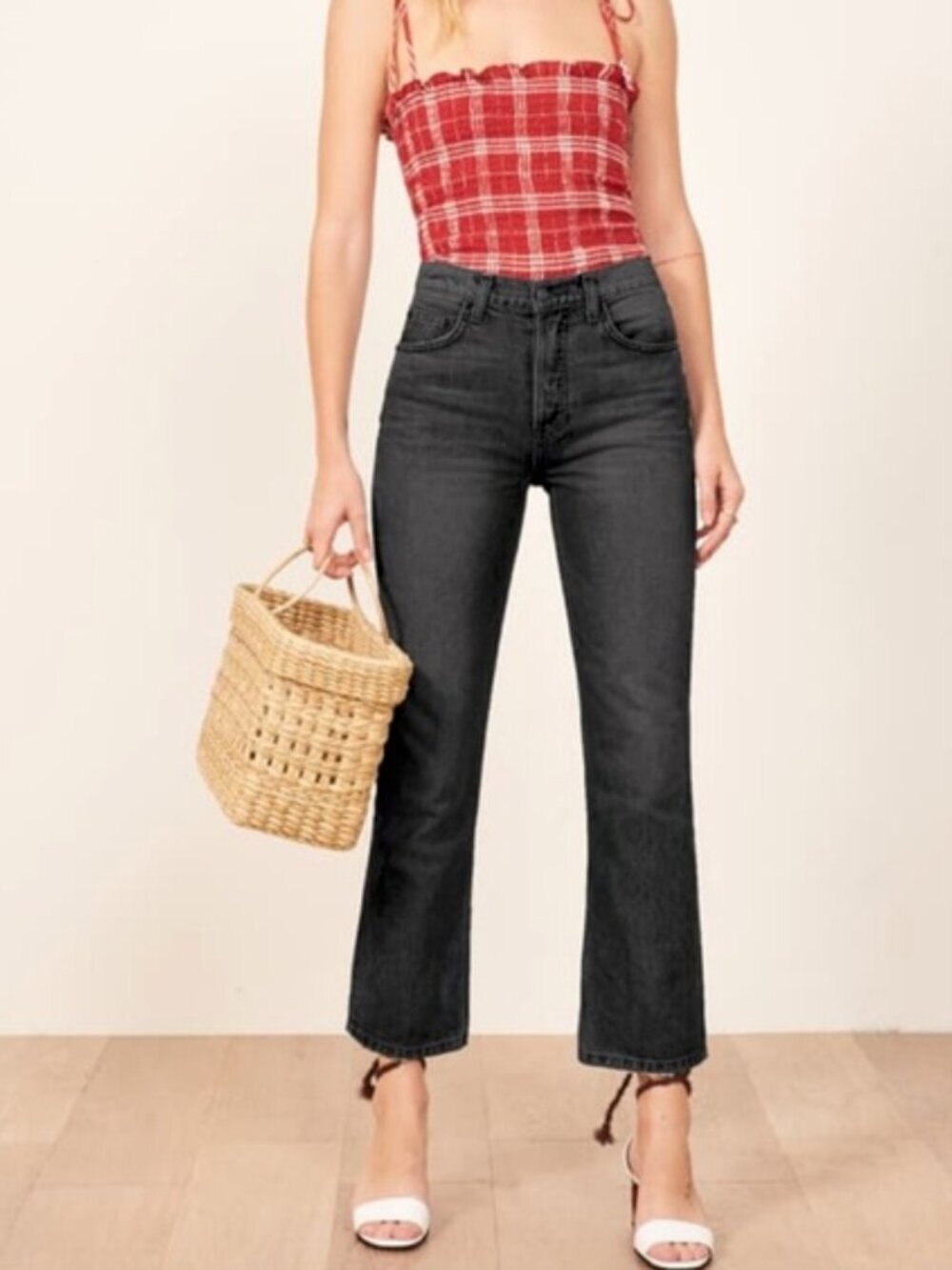 Reformation Jordi Ankle Kick Flare Jean in Pacific Black